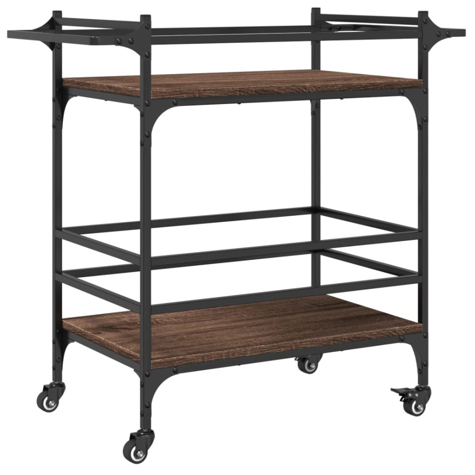 Carrito de cocina madera ingeniería marrón roble 82x40x78,5