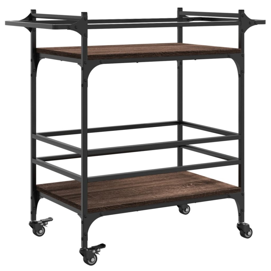 Carrito de cocina madera ingeniería marrón roble 82x40x78,5