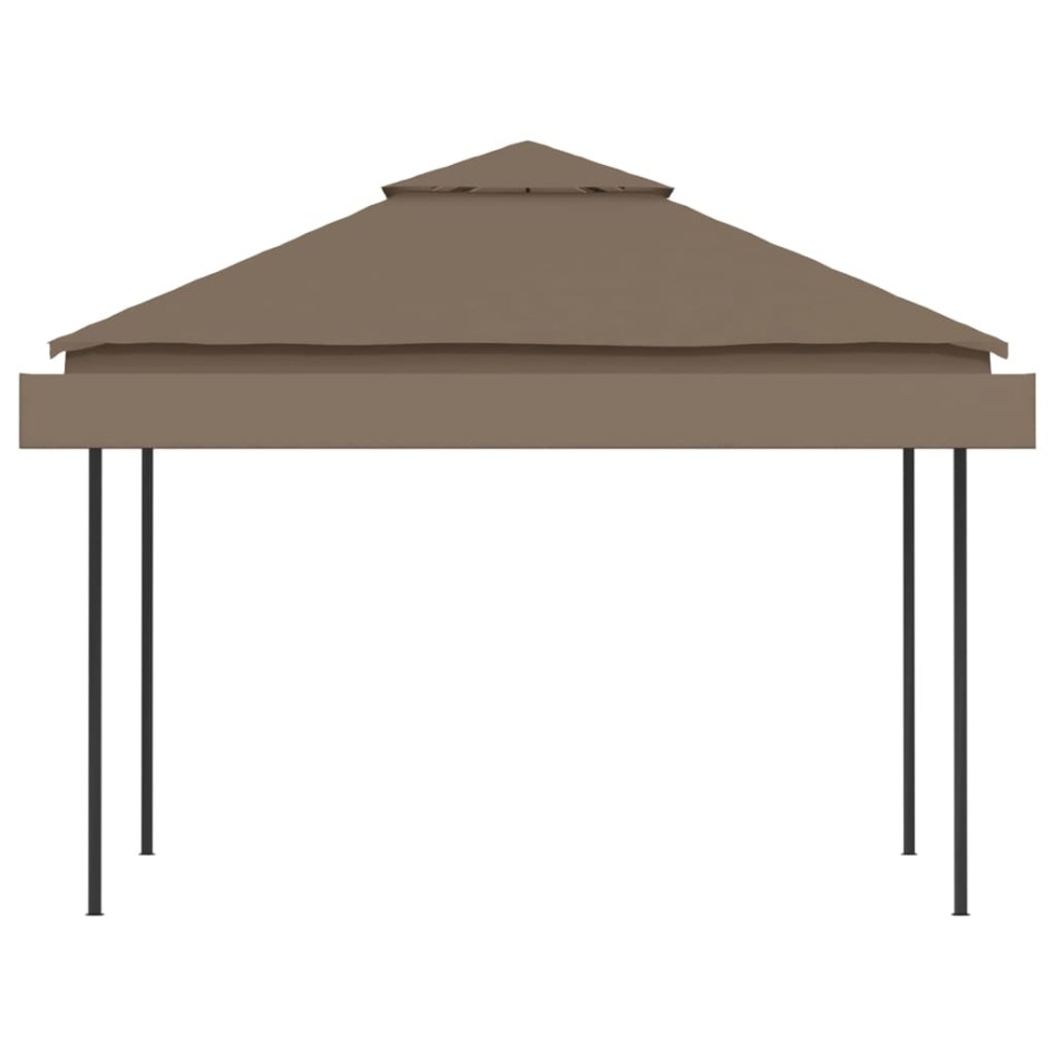 Cenador con techo extensible doble gris taupe 3x3x2,75m