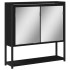 Armario con espejo de baño madera ingeniería negro 60x16x60