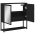 Armario con espejo de baño madera ingeniería negro 60x16x60