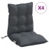 Cojines de silla respaldo bajo 4 uds tela Oxford gris