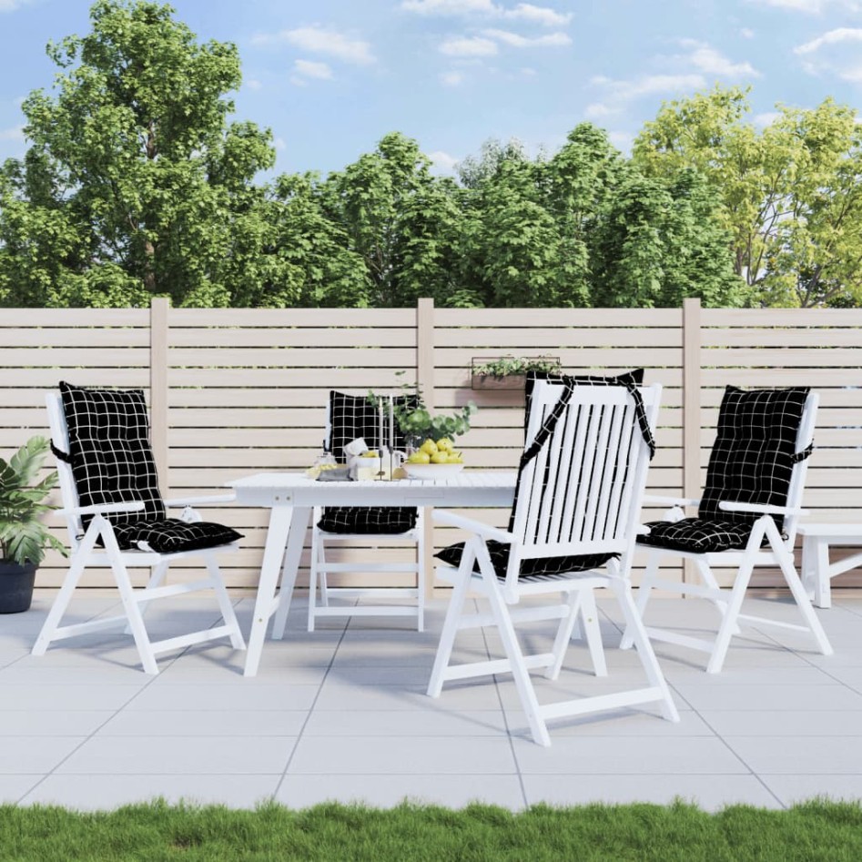 Cojines para silla respaldo alto 4 uds tela a cuadros