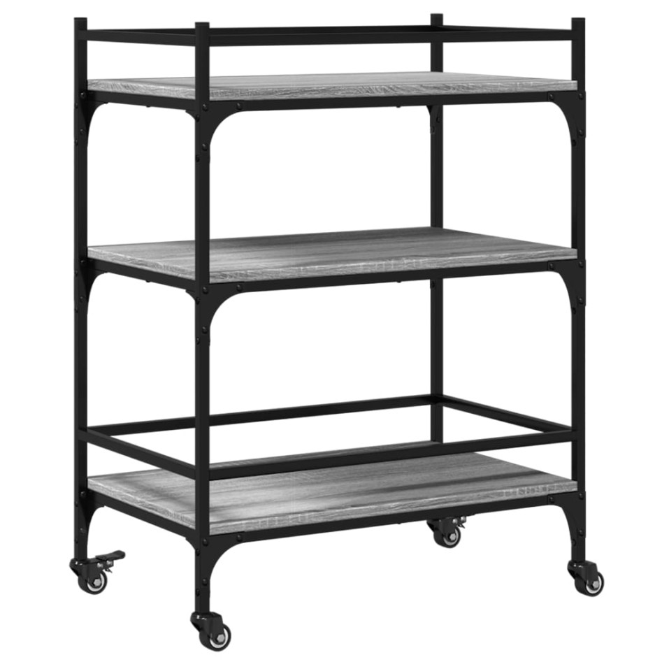 Carrito de cocina madera ingeniería gris Sonoma 65x40x86,5