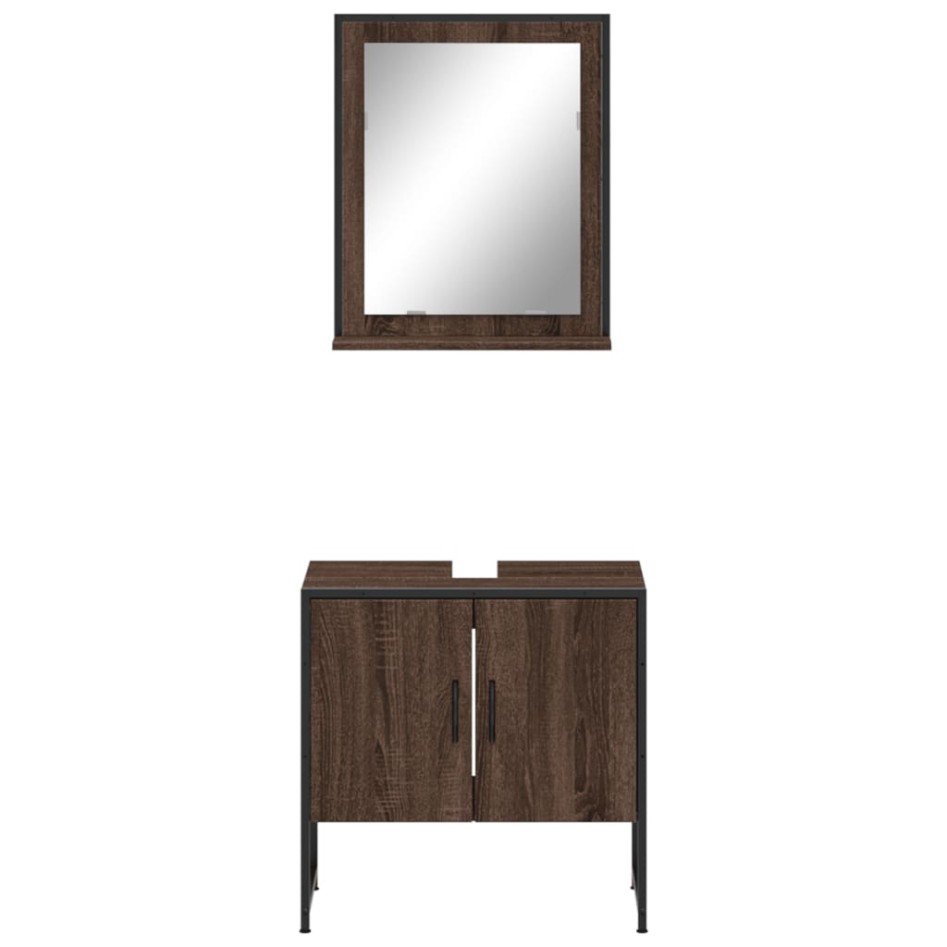 Set de muebles de baño 2 pzas madera de ingeniería marrón