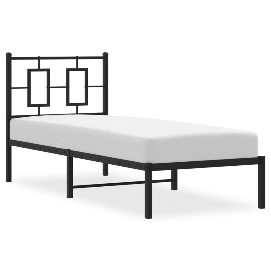 Estructura cama sin colchón con cabecero metal negro 75x190