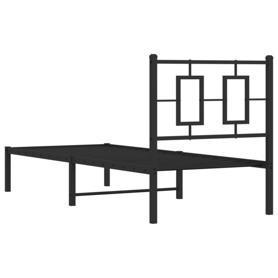 Estructura cama sin colchón con cabecero metal negro 75x190