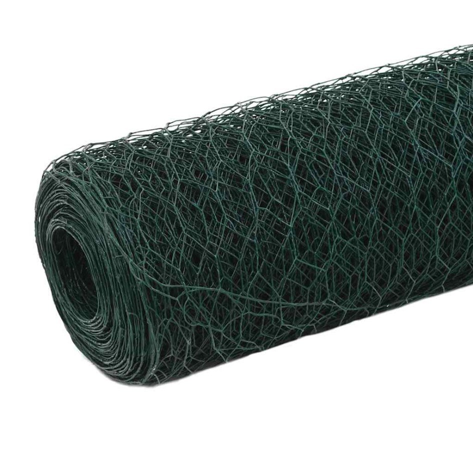 Alambrada de gallinero acero revestimiento PVC verde 25x1,5