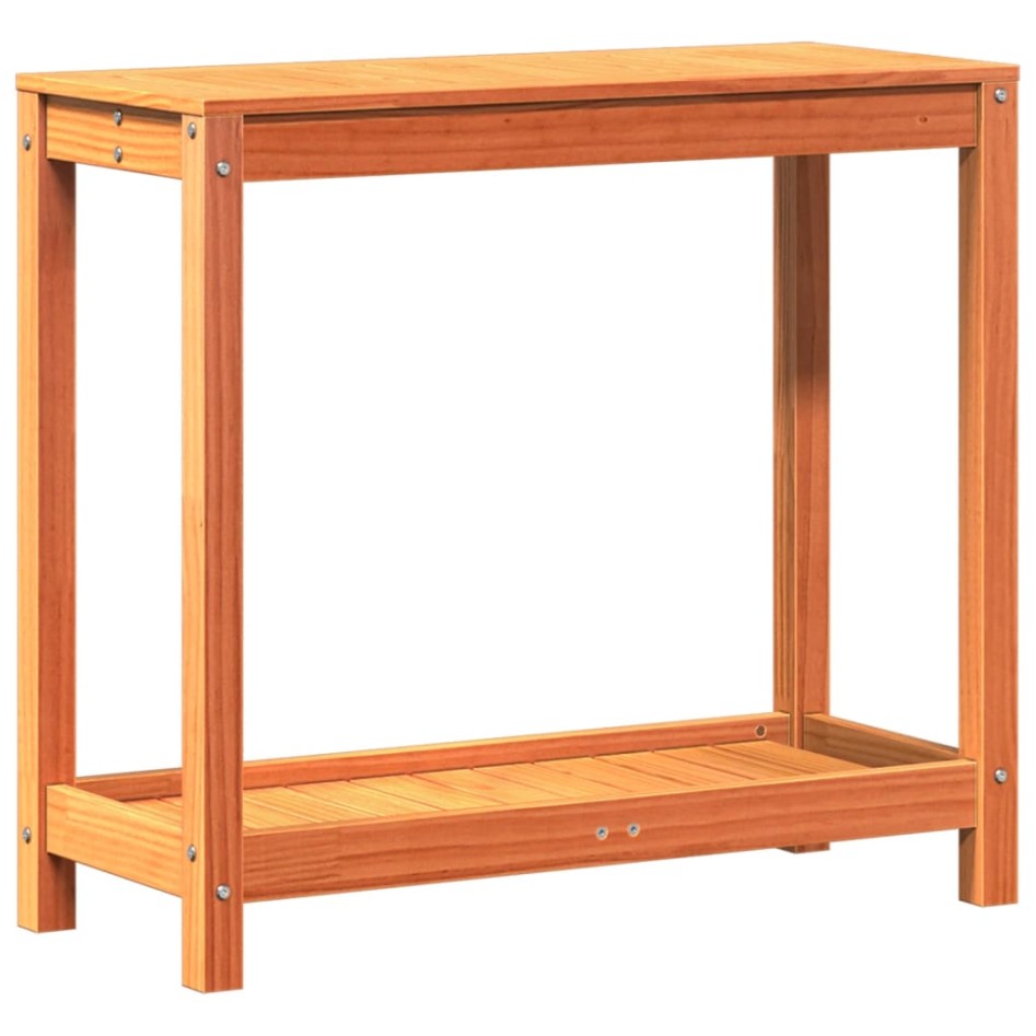 Mesa de plantación y estante madera maciza marrón 82,5x35x75