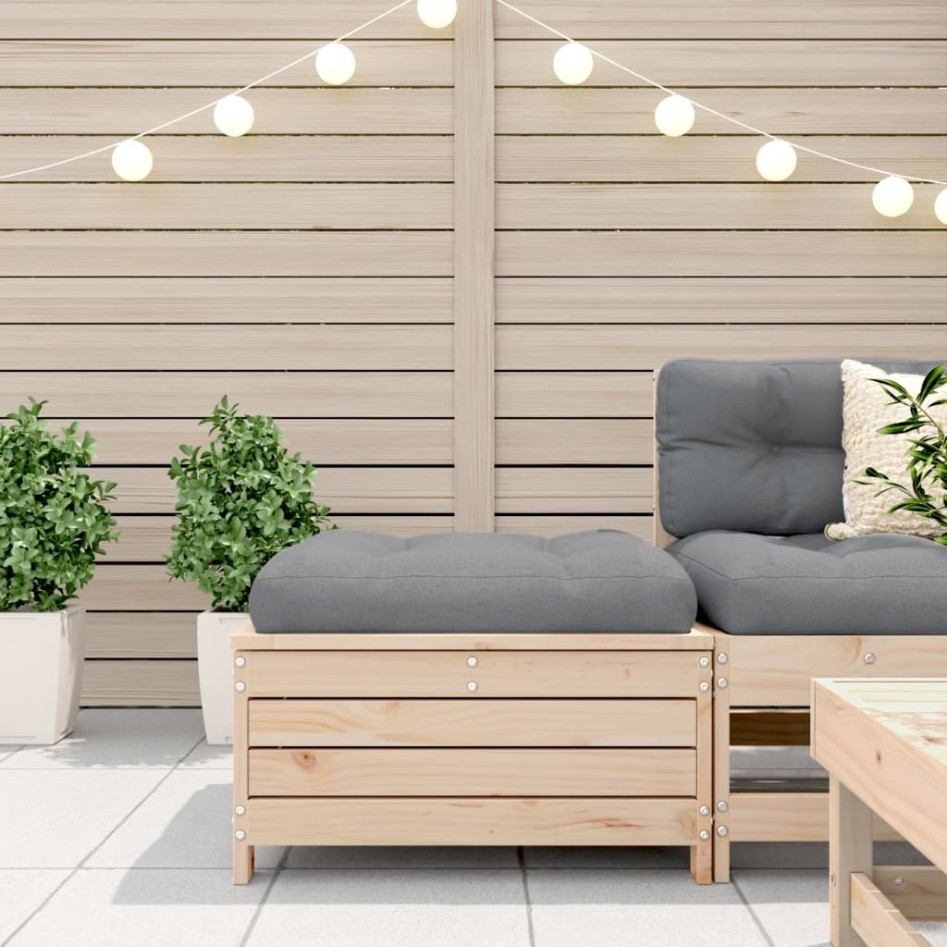 Taburete de jardín con cojín madera maciza de