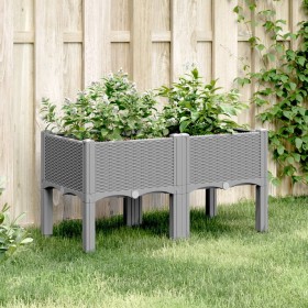 Jardinera con patas PP gris claro 80x40x42