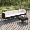 Set de muebles de jardín 5 pzas y cojines ratán sintético negro