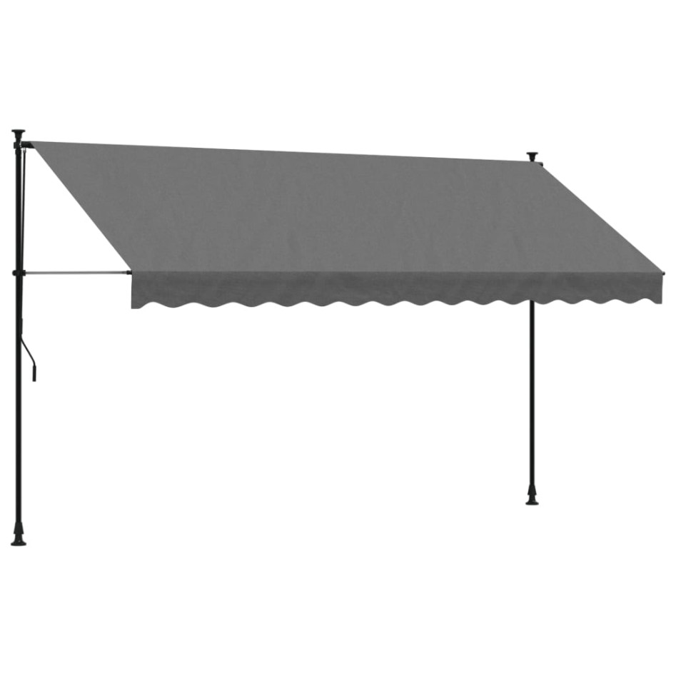 Toldo retráctil de tela y acero gris antracita 350x150