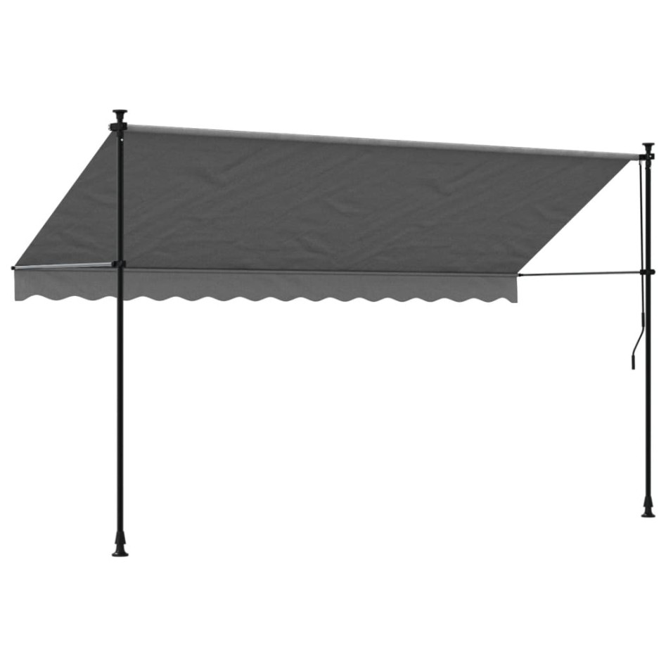 Toldo retráctil de tela y acero gris antracita 350x150