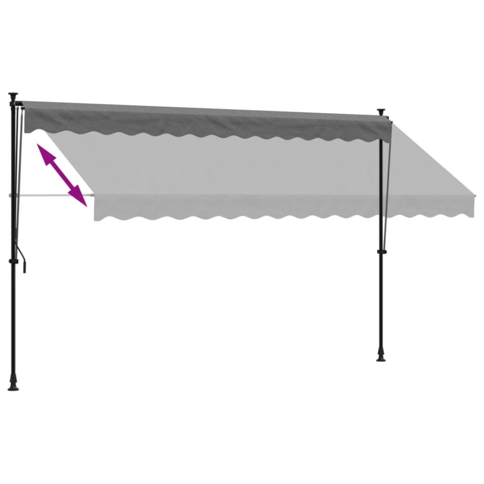 Toldo retráctil de tela y acero gris antracita 350x150