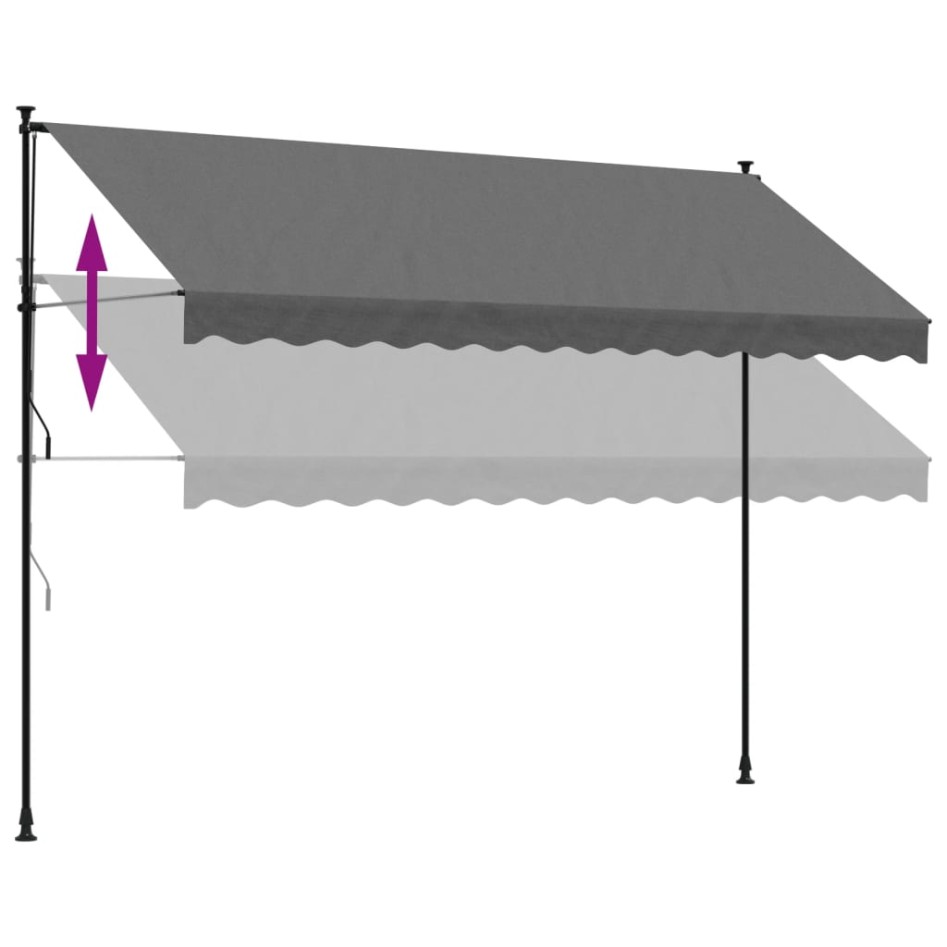 Toldo retráctil de tela y acero gris antracita 350x150