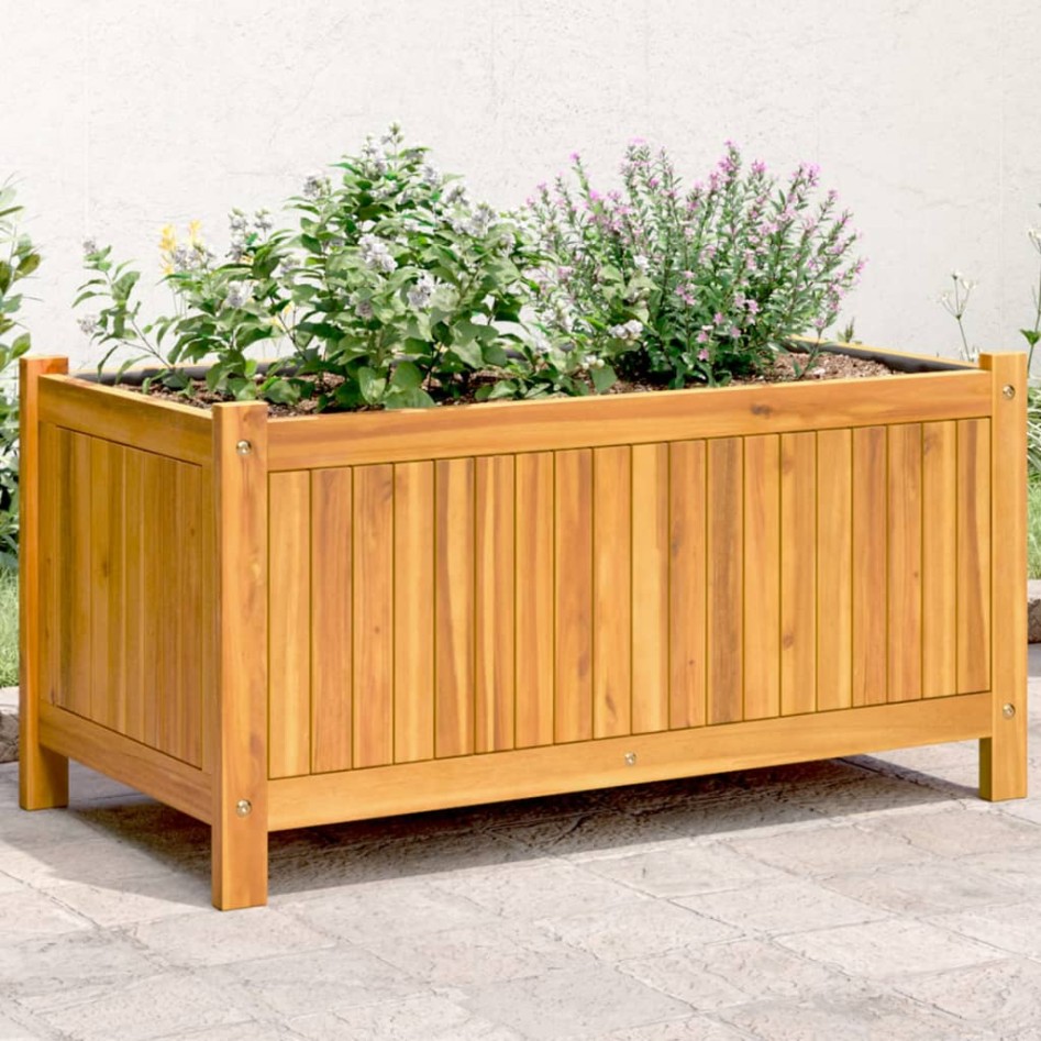Jardinera con forro madera maciza de acacia 80x42x40