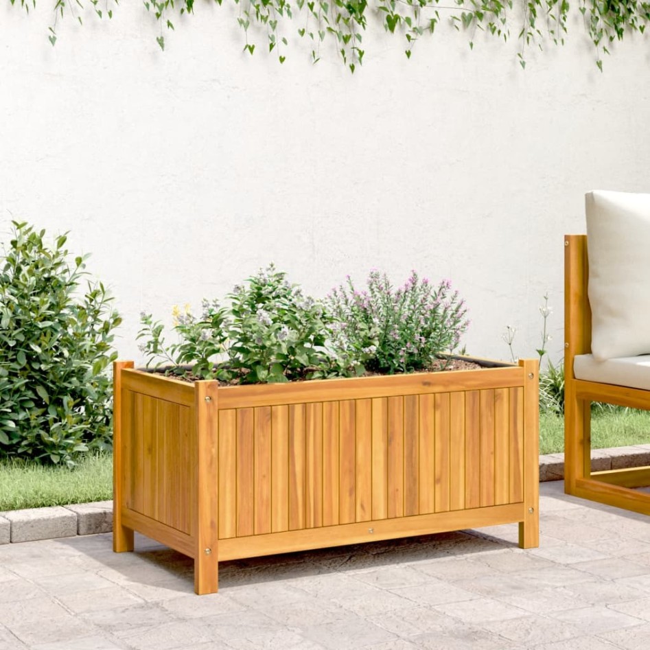 Jardinera con forro madera maciza de acacia 80x42x40
