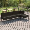 Set de muebles de jardín 5 pzas y cojines ratán sintético negro
