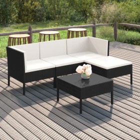 Set de muebles de jardín 5 pzas y cojines ratán sintético