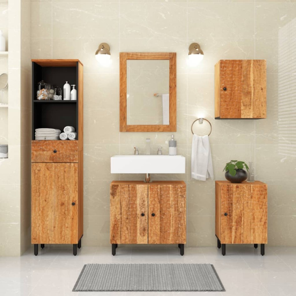 Armario de baño de pared madera maciza de acacia 38x33x48