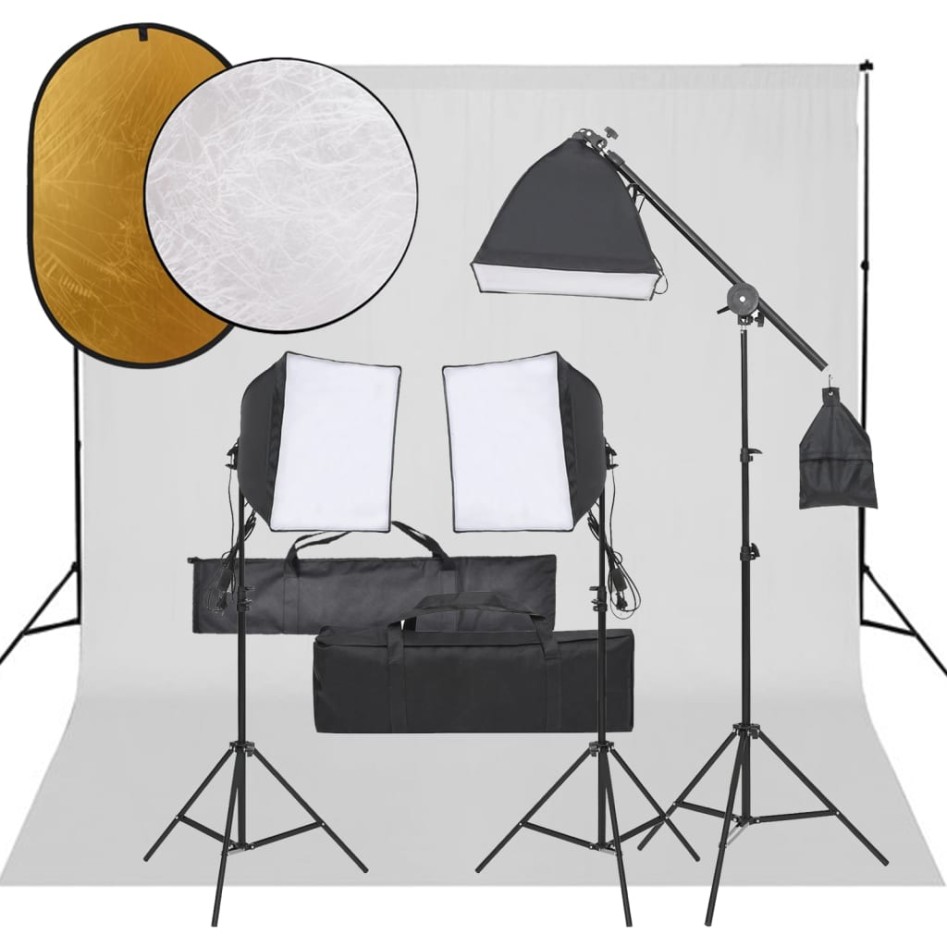 Kit de estudio fotográfico con set de luces, fondo y