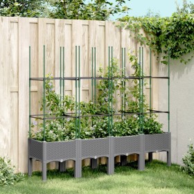 Jardinera con enrejado PP gris claro 160x40x142,5