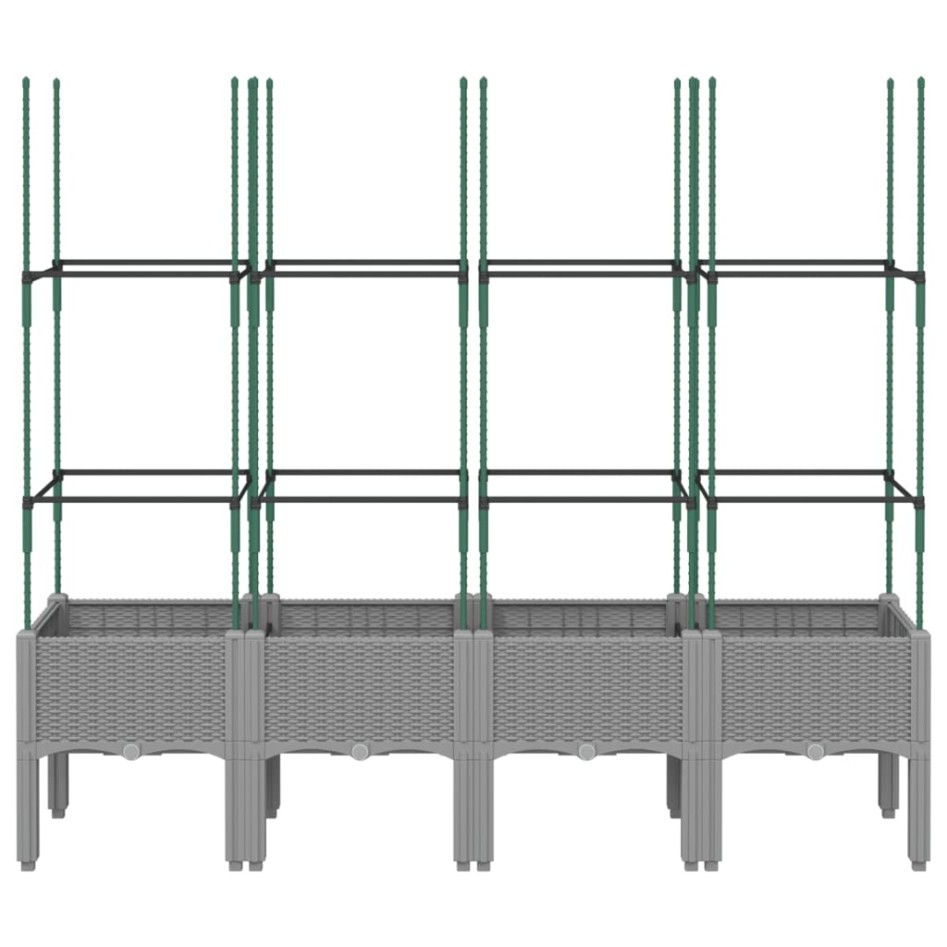 Jardinera con enrejado PP gris claro 160x40x142,5