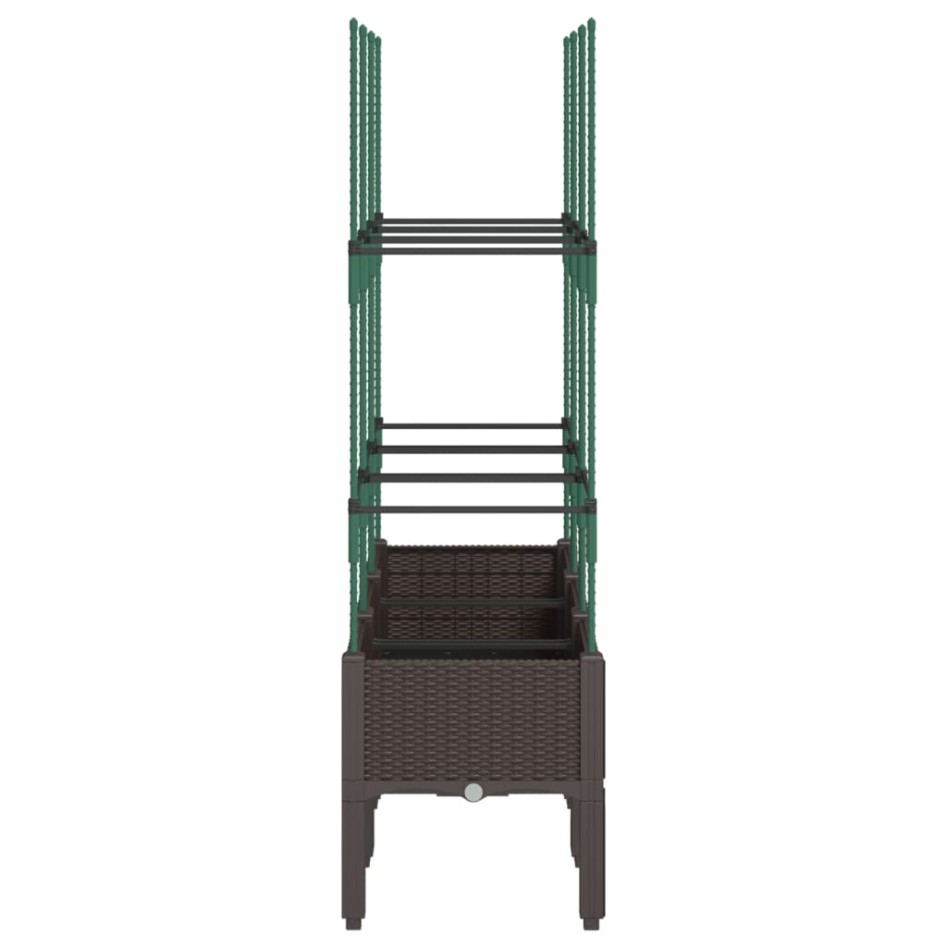 Jardinera con enrejado PP marrón 120x40x142,5