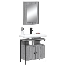 Set de muebles de baño 2 pzas madera contrachapada gris