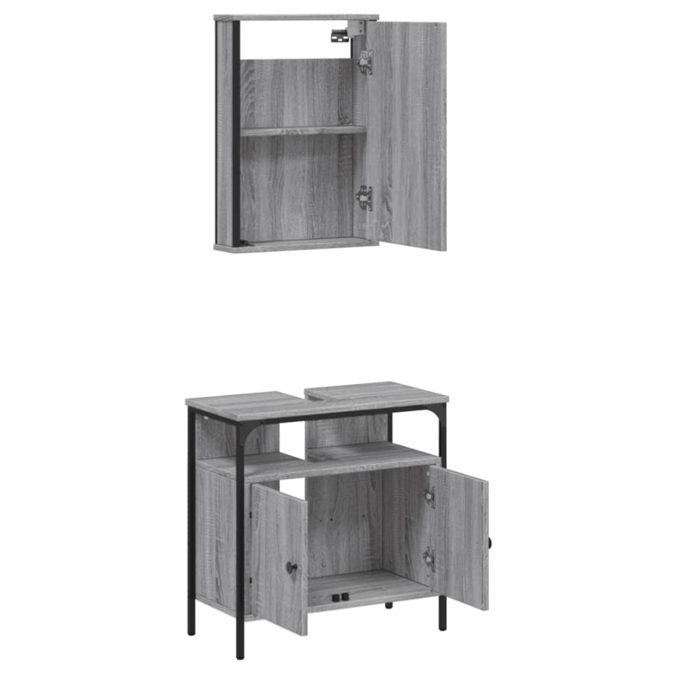Set de muebles de baño 2 pzas madera contrachapada gris