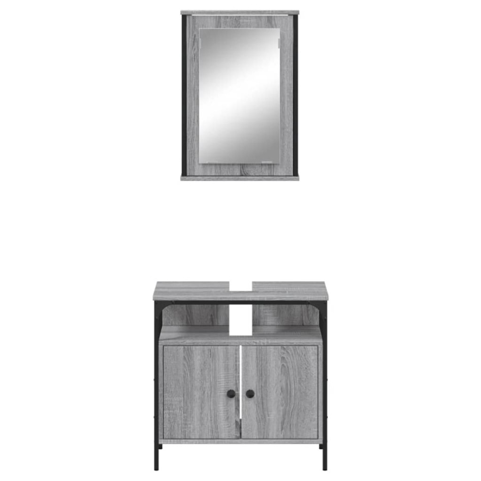 Set de muebles de baño 2 pzas madera contrachapada gris