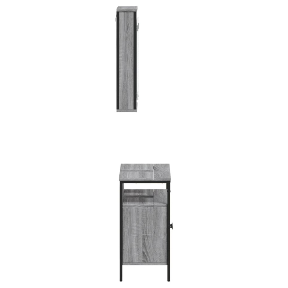 Set de muebles de baño 2 pzas madera contrachapada gris