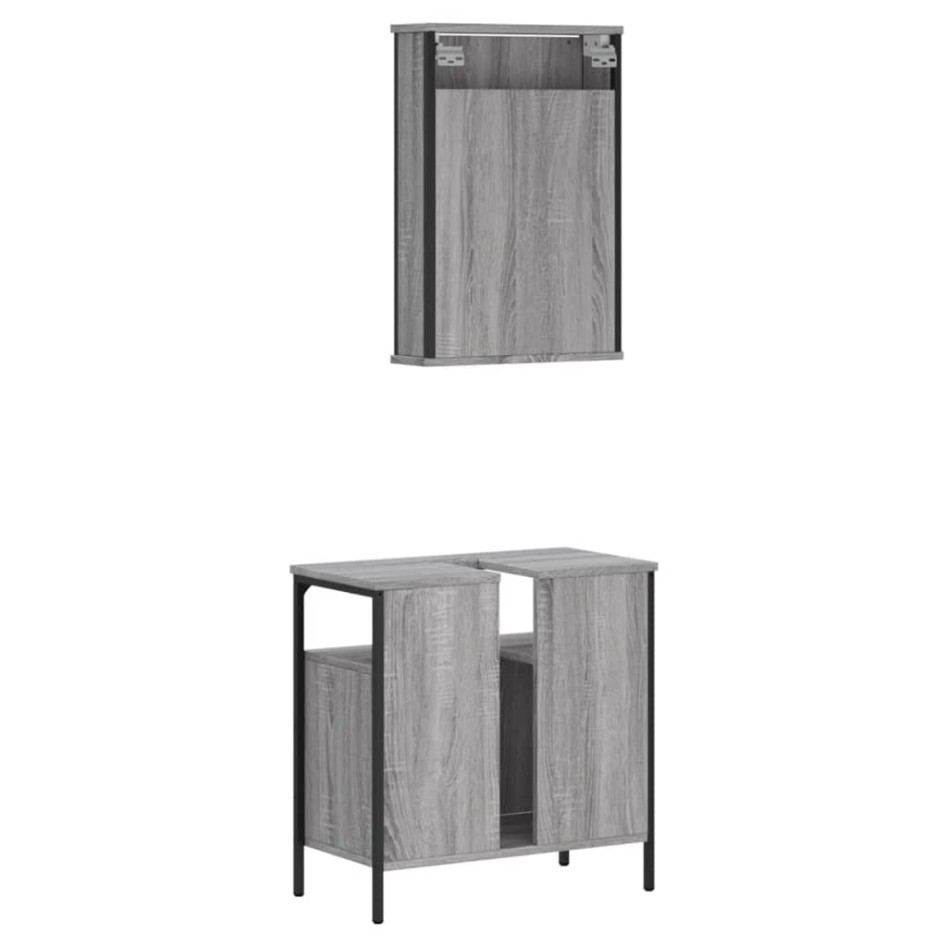 Set de muebles de baño 2 pzas madera contrachapada gris