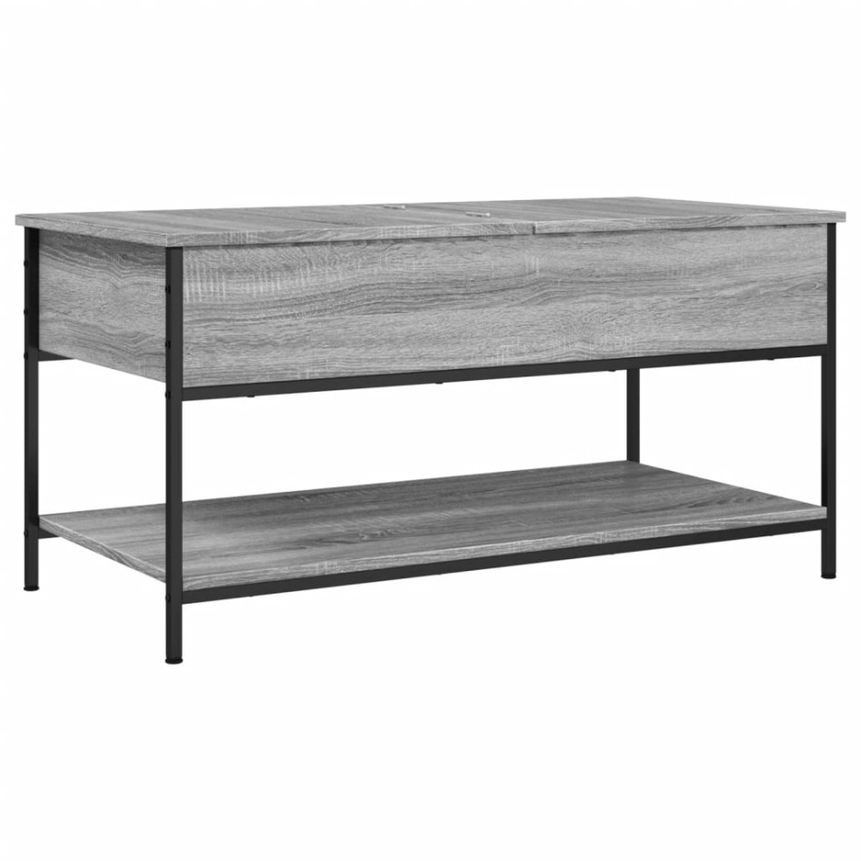 Mesa de centro madera ingeniería metal gris Sonoma 100x50x50