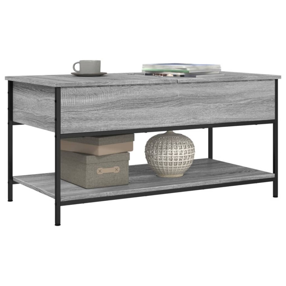 Mesa de centro madera ingeniería metal gris Sonoma 100x50x50