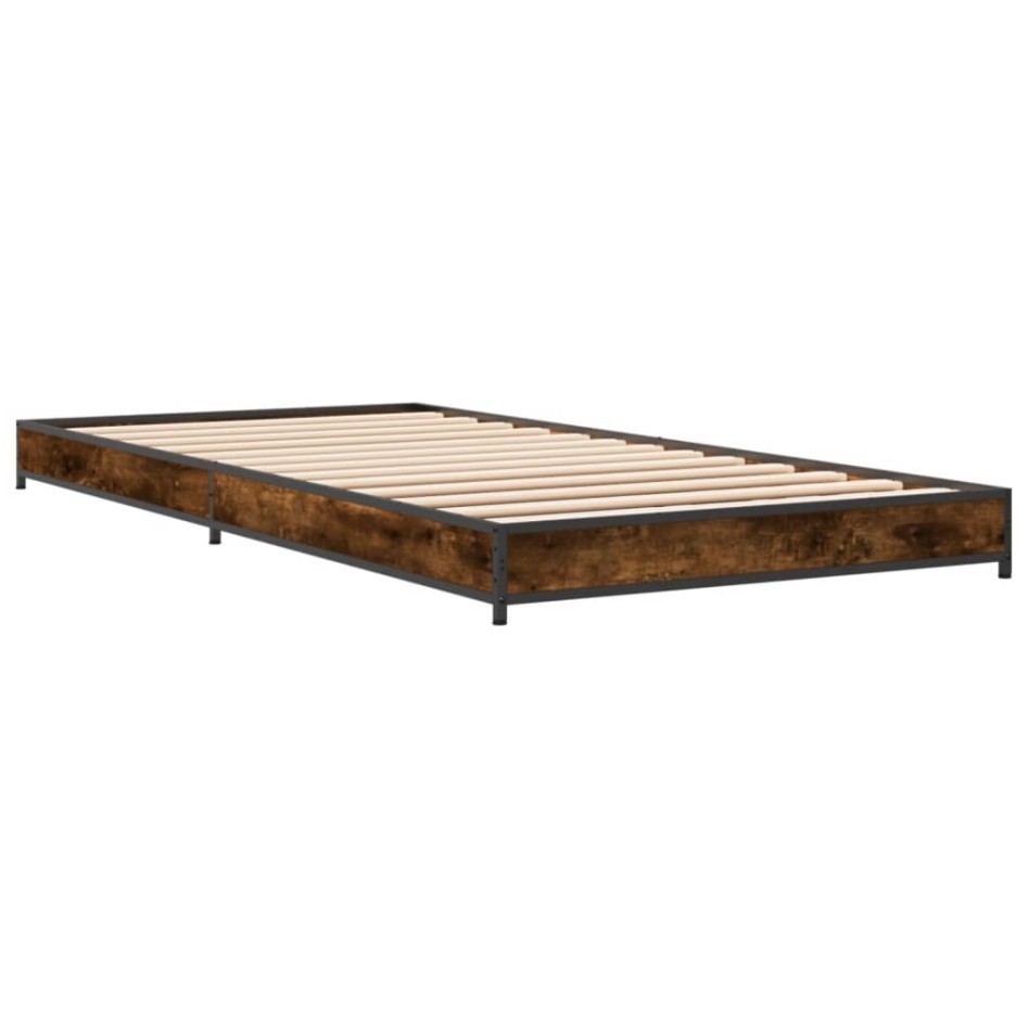 Estructura cama madera ingeniería metal roble humo 75x190