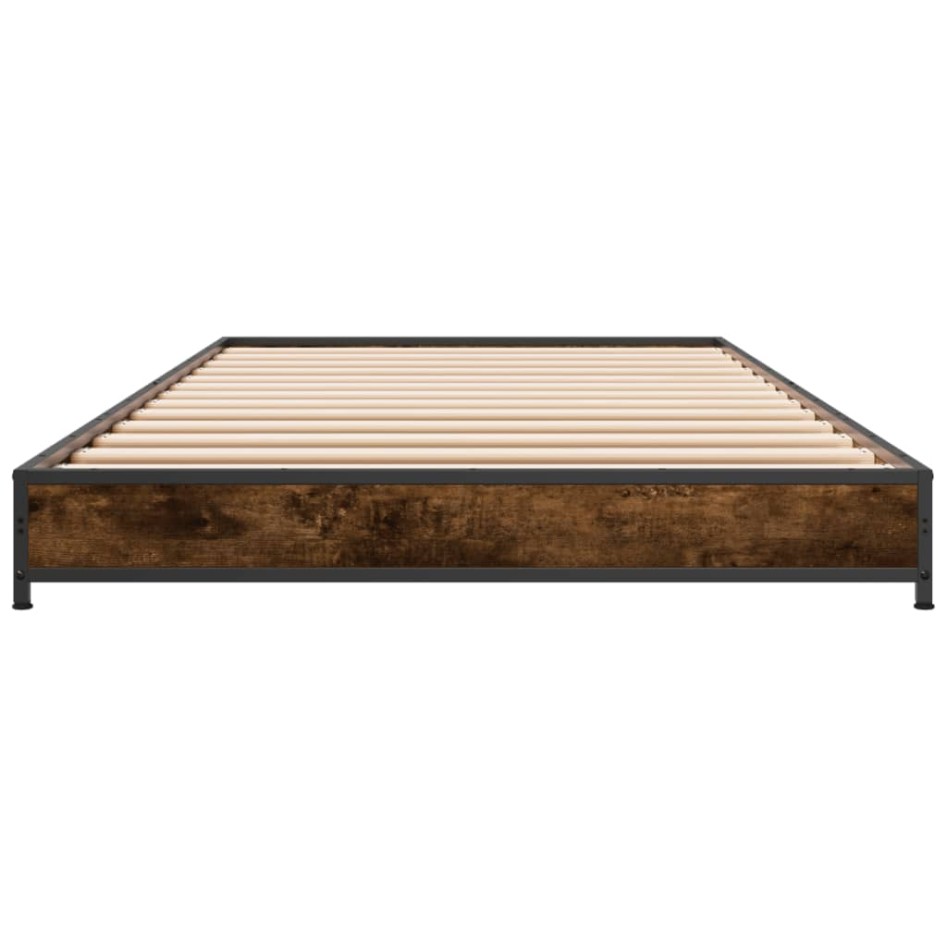 Estructura cama madera ingeniería metal roble humo 75x190