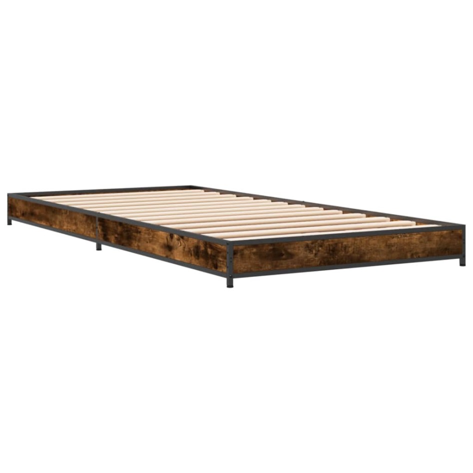 Estructura cama madera ingeniería metal roble humo 75x190