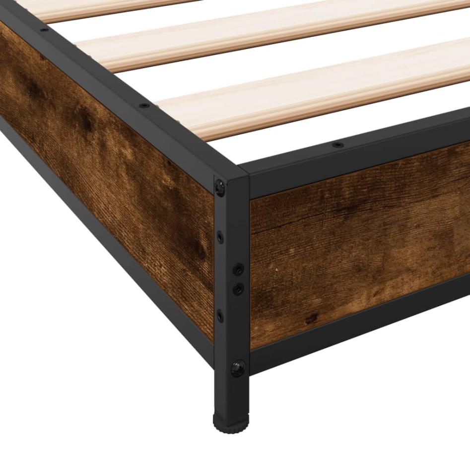 Estructura cama madera ingeniería metal roble humo 75x190