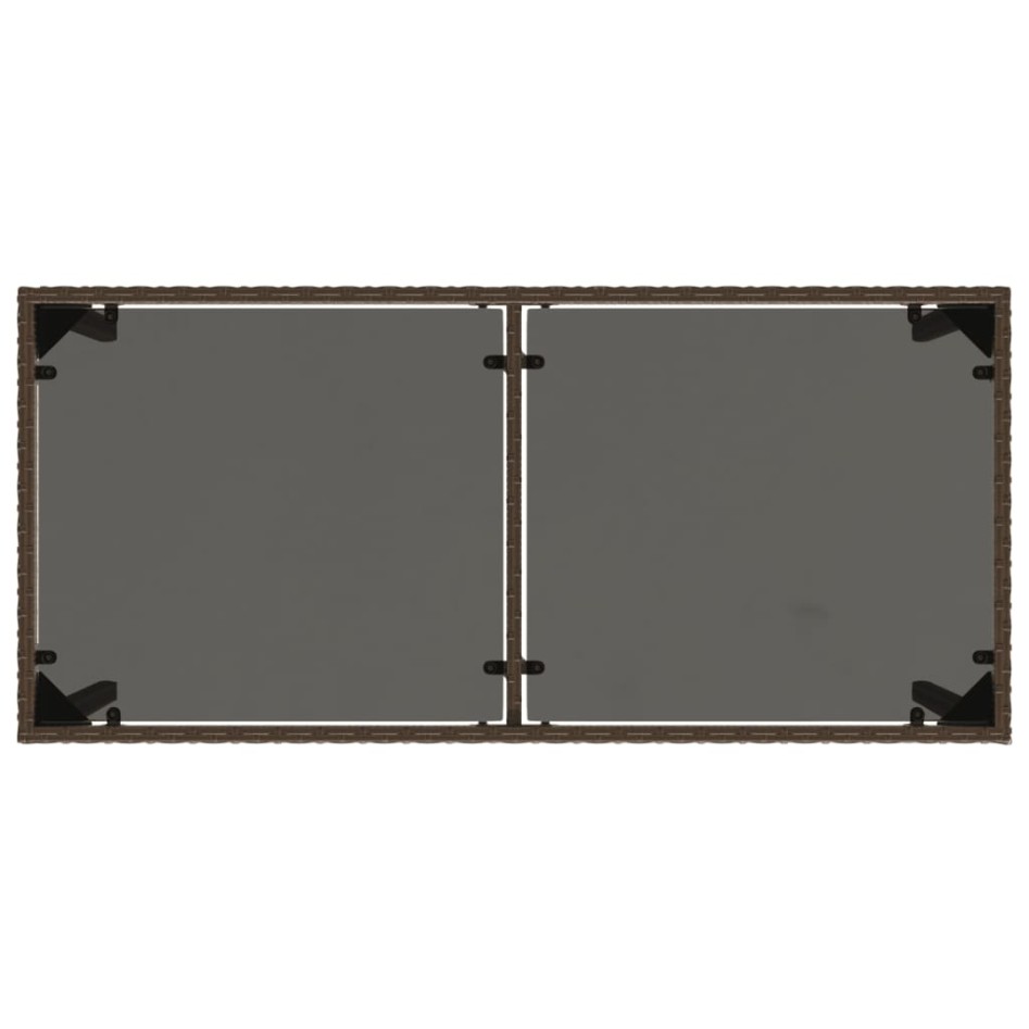 Mesa de jardín superficie vidrio ratán PE marrón 115x54x74