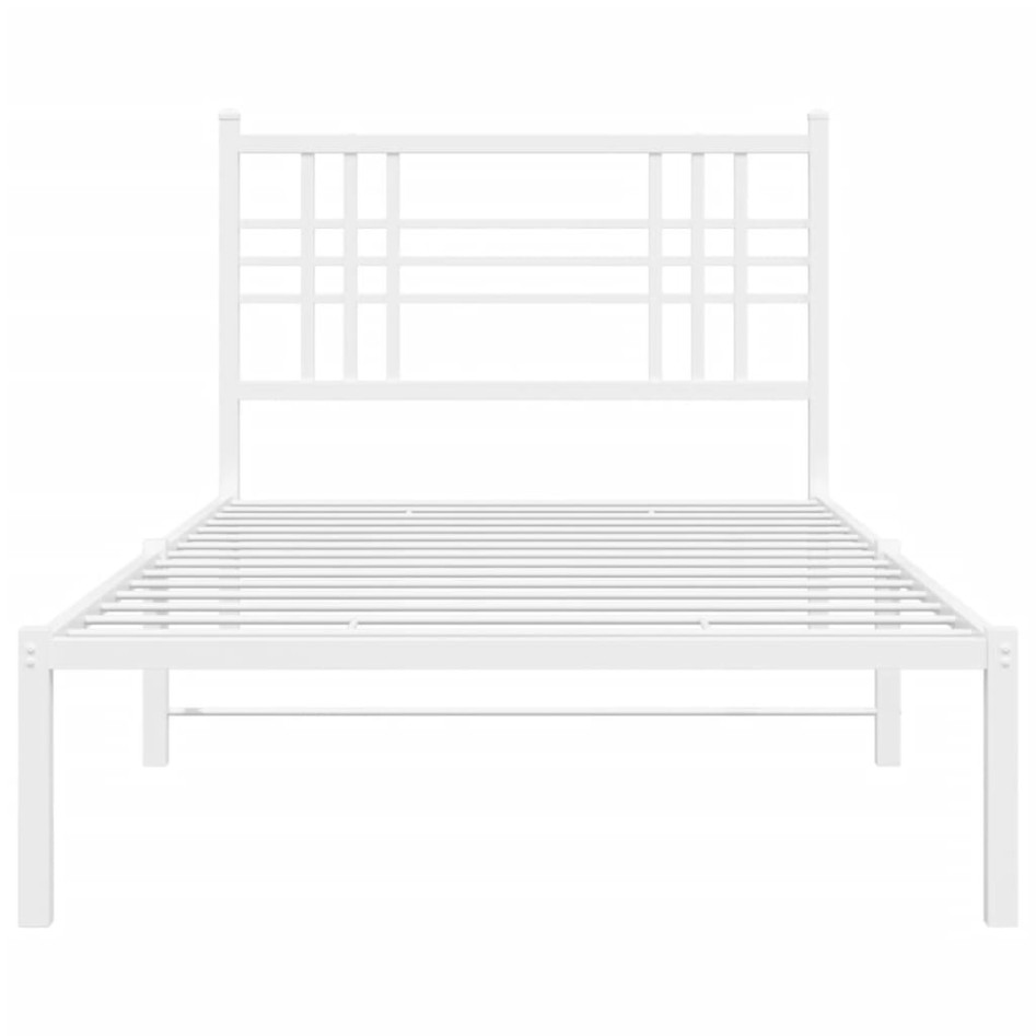 Estructura cama sin colchón con cabecero metal blanco 90x190