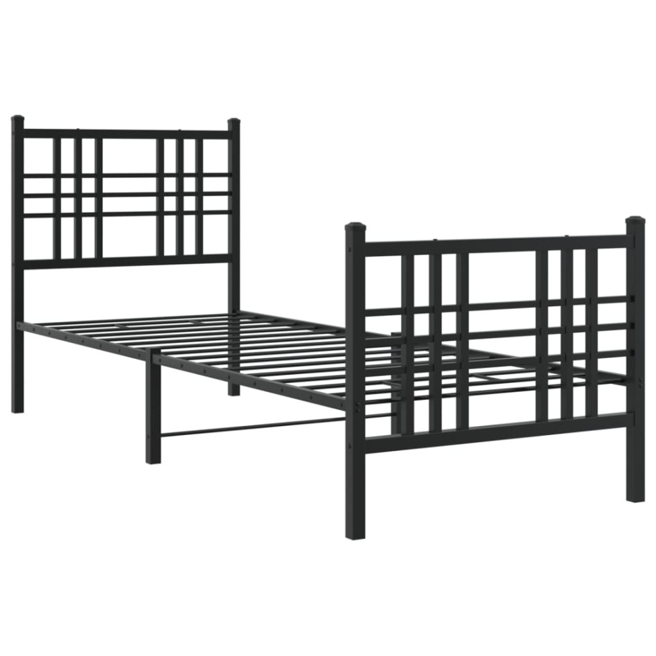 Estructura cama sin colchón con estribo metal negro 80x200