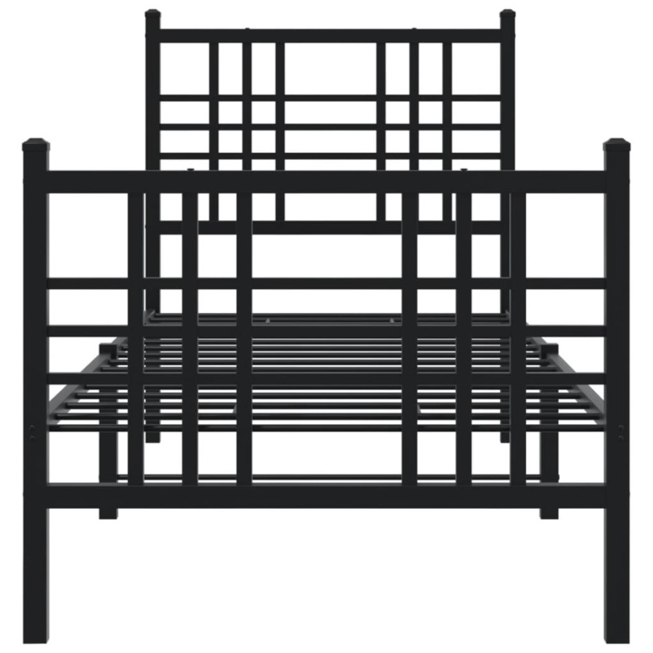 Estructura cama sin colchón con estribo metal negro 80x200
