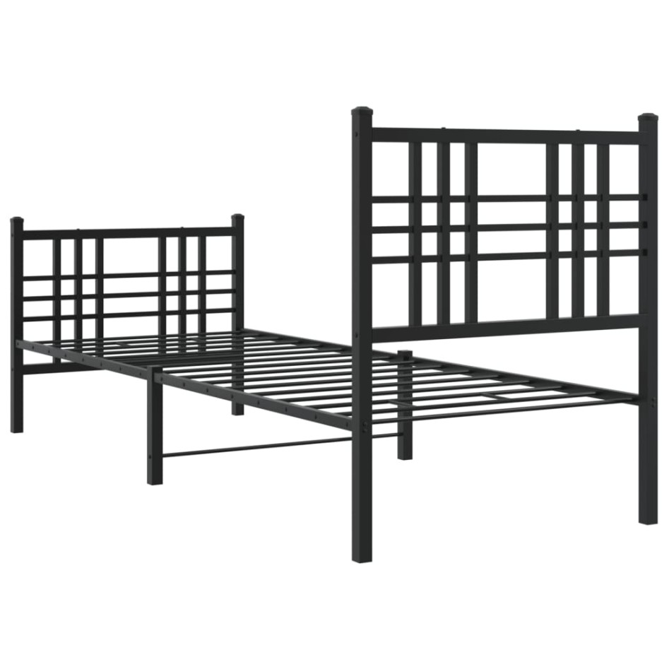 Estructura cama sin colchón con estribo metal negro 80x200