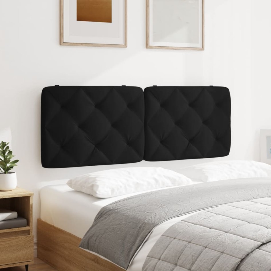 Cabecero de cama acolchado terciopelo negro 140