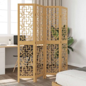 Biombo separador de 4 paneles madera maciza paulownia
