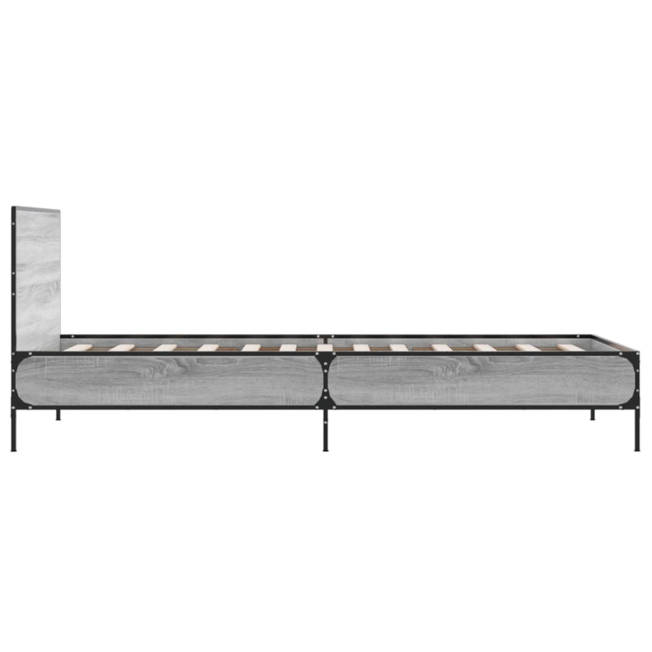 Estructura cama madera ingeniería metal gris Sonoma 90x200