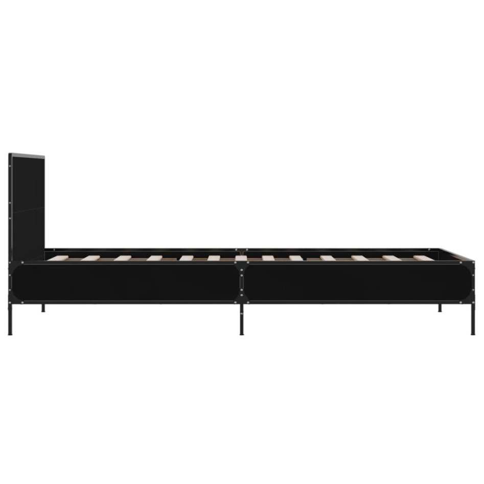 Estructura de cama madera de ingeniería y metal negro 90x200