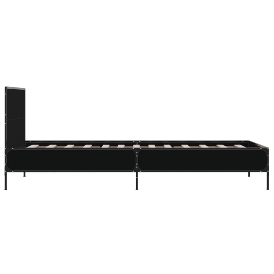 Estructura de cama madera ingeniería y metal negro 100x200